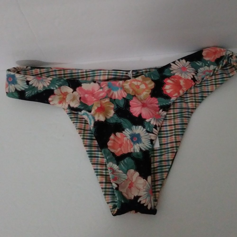 Oneill Blue Reversible Floral Bikini Bottom Small